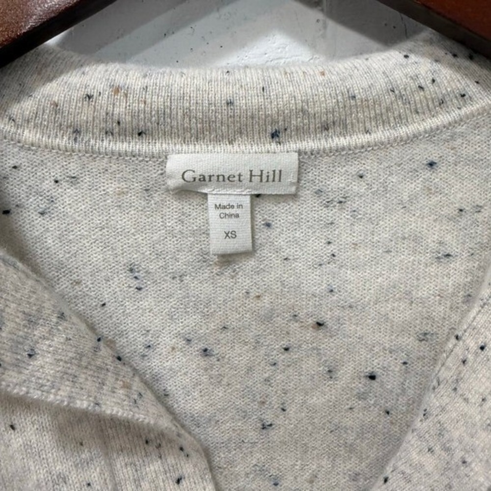 GARNET HILL Essential Cashmere Polo Sweater Cream‎ Speckled XS Oversized Donegal - Picture 9 of 14